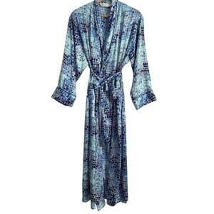 Victoria's Secret Robe Sz M/L Long Belted Mermaid Blue Stain Glass Shoulder Pads